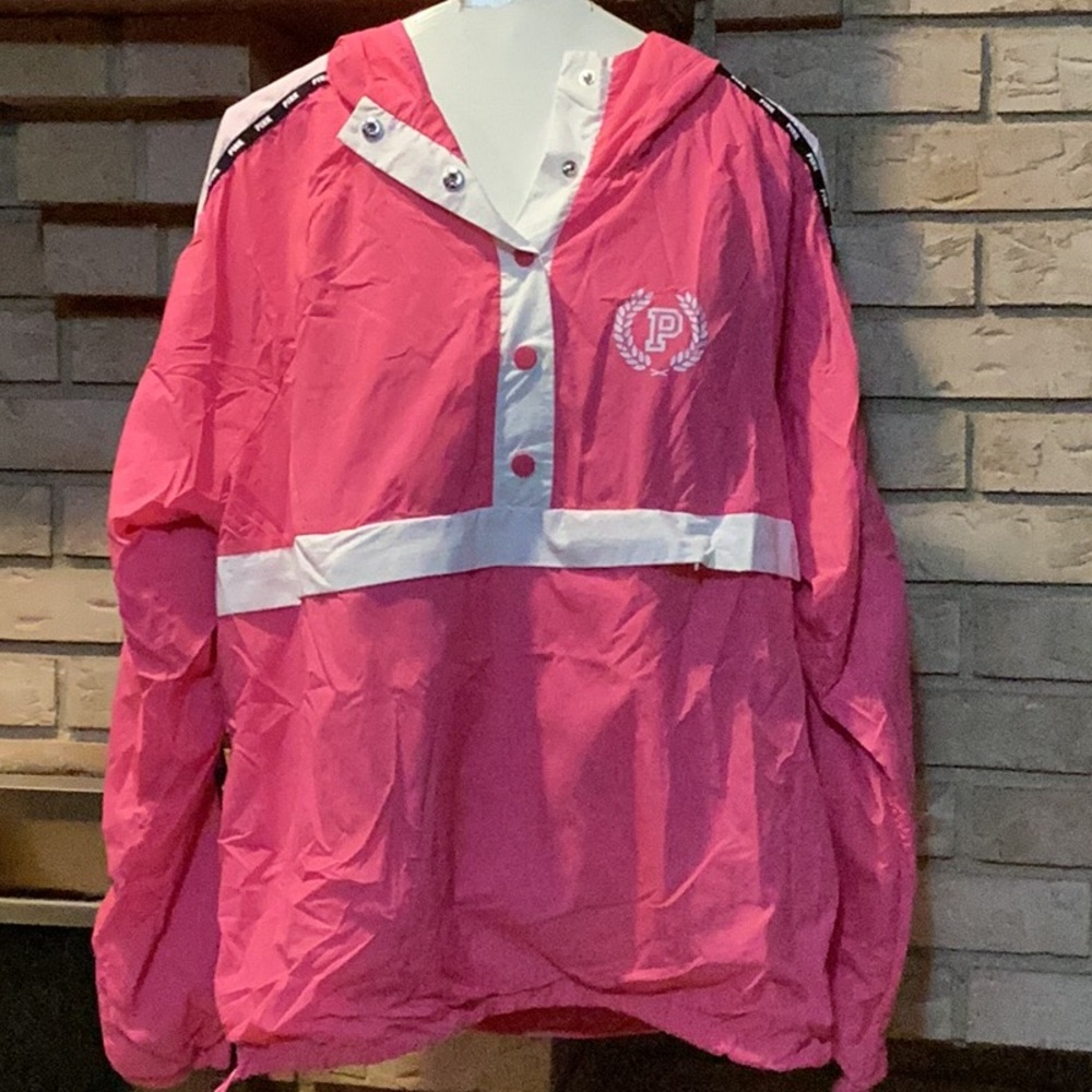 PINK Victoria's Secret Pink and White raincoat, windbreaker Jacket